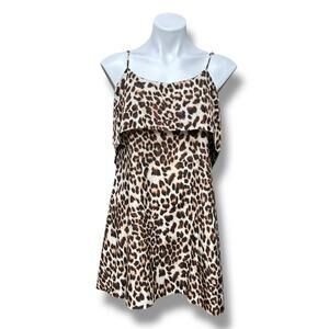Leopard Print Slip Dress Womens M Satin Animal Mini Club Mob Wife Y2K Forever 21